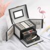 Elegance in Organization: Smileshe Leather Jewelry Box with 2 Drawers and Mirror - Perfect Valentine's Day Gift