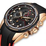 Waterproof Quartz Watch: Fashionable Black Gold Military Design with Multi-Functionality