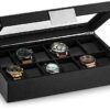Glenor Co Watch Box for Men - 12 Slot Luxury Carbon Fiber