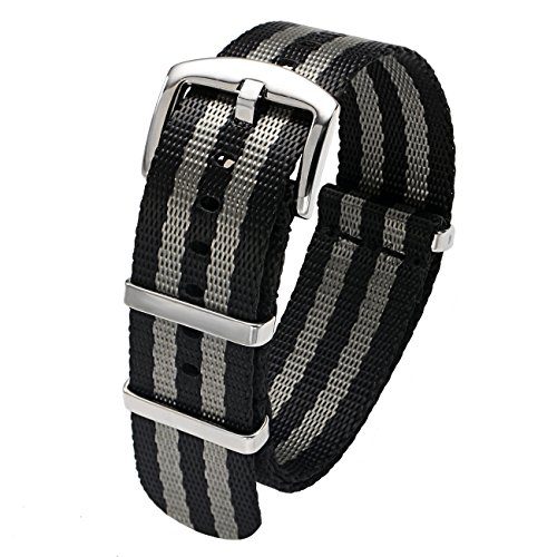 20mm Black and Gray Watch Strap Heavy Duty