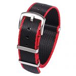 20mm Black Red Military G10 Watch Band Replacement Watch Strap