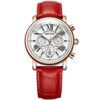 Red Leather Waterproof Chrongraph Wristwatch 24-Hour MEGIR
