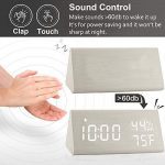 Digital Wooden Alarm Clock 3 Level Brightness & Temperature