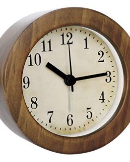 3 Inch Small Retro Analog Wooden Alarm Clock/Desk Clock