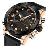 Tonnier Genuine Leather Band Analog Digital LED