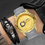 Dragon Watches for Men 3D Engraved Big Face Gold Watches