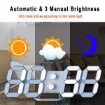 LED Digital Desk Clock, Table Wall Clocks 9.7” Brightness