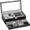 TomCare Upgraded Watch Box Watch Case Jewelry for Men Women