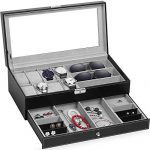 TomCare Upgraded Watch Box Watch Case Jewelry for Men Women