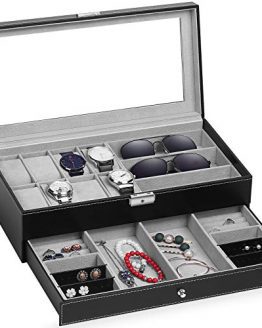 TomCare Upgraded Watch Box Watch Case Jewelry for Men Women