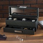 Glenor Co Watch Box with Valet Drawer for Men