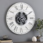 Shiplap Gears Wall Clock White