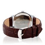 Waterproof Wrist Watch with Golden Dial Brown Leather Band