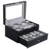 BEWISHOME Watch Box Organizer 20 Men Display Storage Case