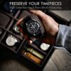 Black Leather Watch Box - Elegant 8 Slot Watch Organizer with Drawer Valet for Men, Luxury Mens Watch Case for Large Watches, Wrist Watch Storage Case
