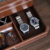 12 Slot Leather Watch Box with Valet Drawer