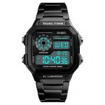 Men’ s Watch Black Classic Square Multifunction Digital Sport