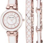 Rose Gold-Tone and White Bangle Watch and Bracelet Set Anne Klein