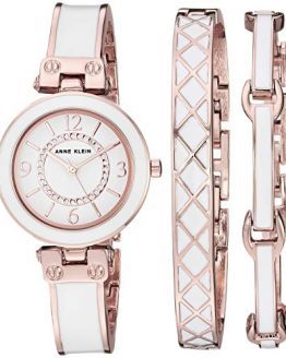 Rose Gold-Tone and White Bangle Watch and Bracelet Set Anne Klein