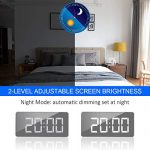 Digital Alarm Clock Large Mirrored LED Display Snooze Function Workday Alarm Dimming Mode Beside Clock for Bedroom Decor