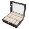 Readaeer 10 Slot Leather Watch Box Display Case