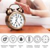 Loud and Silent Alarm Clock with Large Numbers – Perfect for Heavy Sleepers, Kids, and Offices, Compact Retro Design with Night Light and Non-Ticking Mechanism