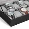 SONGMICS 12-Slot Watch Box, Watch Holder with Glass Lid