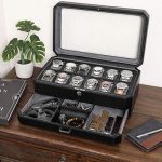 12 Slot Leather Watch Box with Valet Drawer