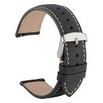 18mm Watch Band Quick Release Leather Watch Strap Black