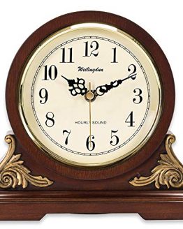 TXL Mantel Clock with Chimes 8.3" Silent Decorative Wood Desk