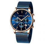 Blue Mesh Stainless Steel Waterproof Wrist Watch TIMEWHEEL