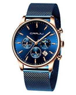 Blue Mesh Stainless Steel Waterproof Wrist Watch TIMEWHEEL