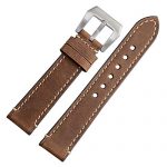 WOCCI 18mm Watch Band, Dark Brown Saddle Style