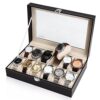 Readaeer 12 Slot Leather Watch Box Display Case Jewelry Organizer