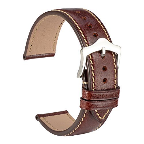 WOCCI 18mm Watch Band,Sports Style Full Grain Leather