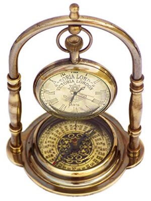 Vintage Marine Maritime Desk and Shelf Clock with Direction Compass