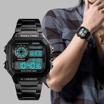 Men’ s Watch Black Classic Square Multifunction Digital Sport