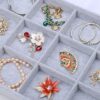 Stylifing Grey Velvet 12 Grid Jewelry Tray Showcase
