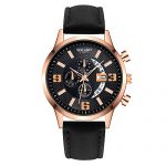 wSelio Men's Minimalist Wrist Watch, Leather Strap Mechanical
