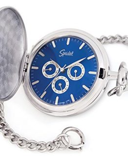 Speidel Classic Smooth Pocket Watch with 14” Chain Silver Tone