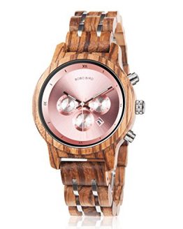 Wooden Watches Luxury Wood Metal Strap Chronograph BOBO BIRD