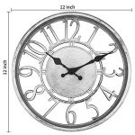 Silver Contour Wall Clock 12 inch Silent Non-Ticking Round Quartz