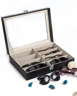 Multi Sunglasses Organizer Leather Holder Box with 8 Slots