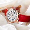 Red Leather Waterproof Chrongraph Wristwatch 24-Hour MEGIR