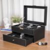 Watch Box Mens Lockable Organizer Black Display Case