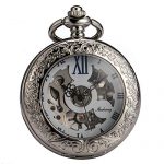 SIBOSUN Magnifier Pocket Watch with Chain Box Skeleton