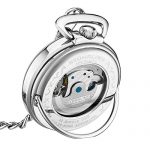 Stuhrling Original Men's Pocket Watch - Dual Time, Sun Moon Subdial, and Stainless Steel Chain
