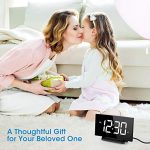 Desk Shelf Clocks - 5'' Curved LED Display, LED Alarm Clock with 6 Brightness, 3 Alarm Sounds