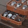 Leather Watch Box with Valet Drawer