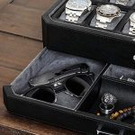 12 Slot Leather Watch Box with Valet Drawer